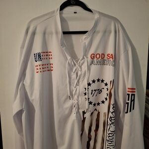 Men's White Graphic Long Sleeve Shirt